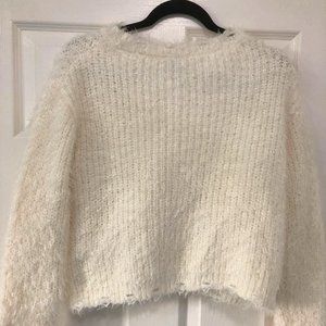 Love By Design Women Fuzzy Sweater, White, Size M